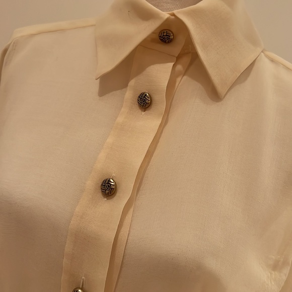 CHANEL Cream Long Sleeve Blouse Size 46 beautiful 88% wool 12% nylon - Picture 5 of 14